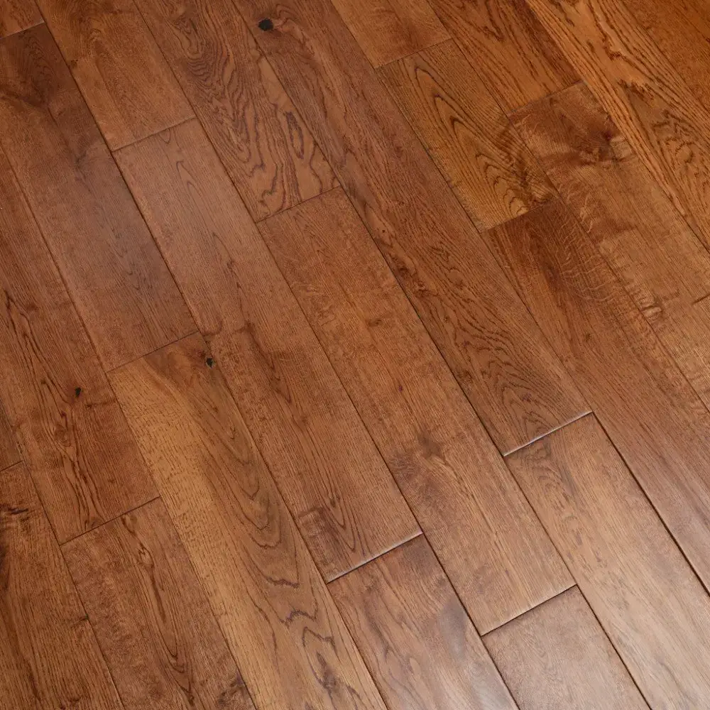 Golden Oak Long Plank — Handscraped · Lacquered